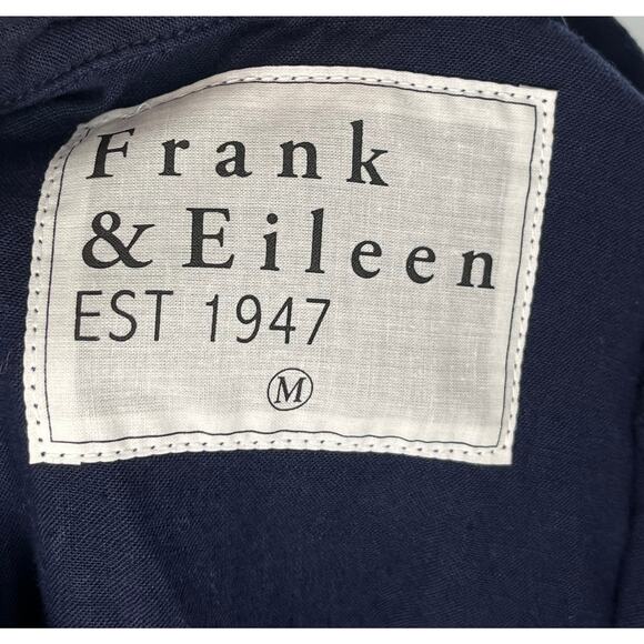 FRANK & EILEEN M Medium Navy Performance Linen Ireland Long Slv Playsuit Romper - Picture 3 of 9